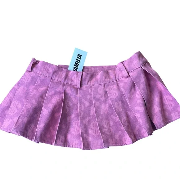 Namilia Dolls Kill Denim Skirt Pink Pleated Micro Mini Small, Punk - Picture 13 of 15